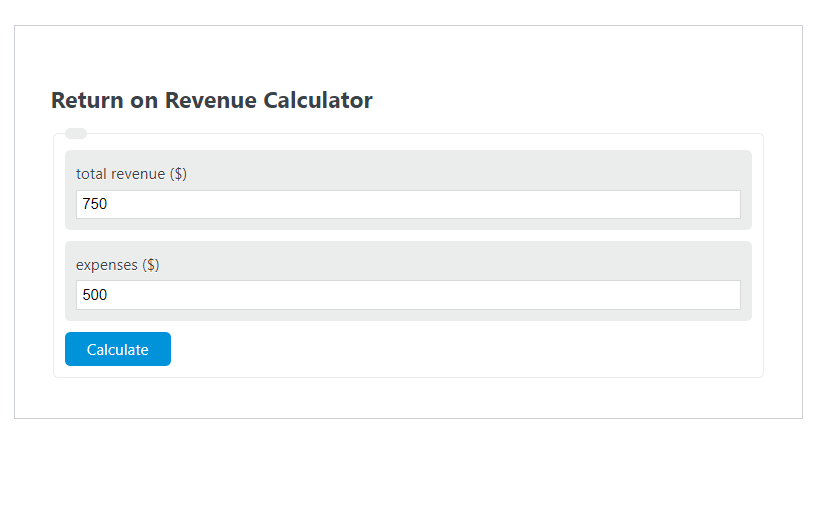return on revenue calculator