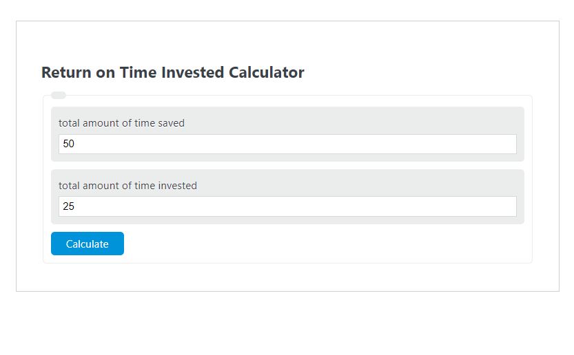 return on time invested calculator