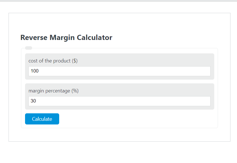 reverse margin calculator