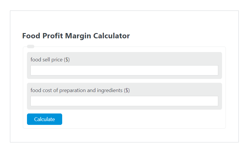 food profit margin calculator