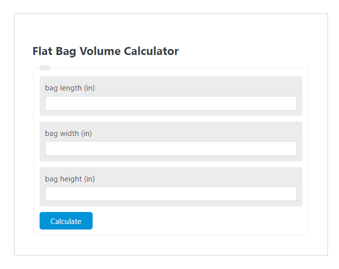 flat bag volume calculator