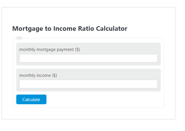 mortgage to income ratio calculator