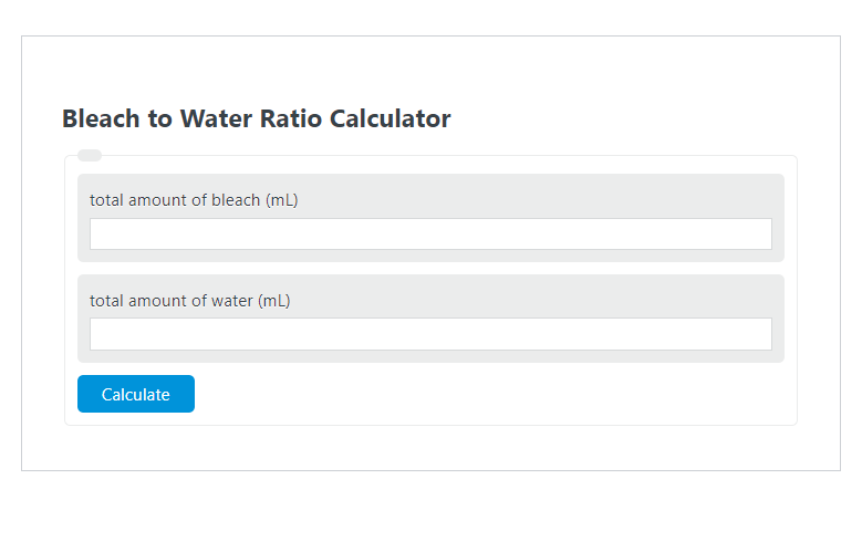 bleach to water ratio calculator