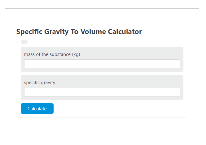 specific gravity to volume calculator