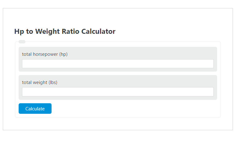 hp to weight ratio calculator