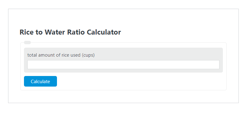 rice to water ratio calculator