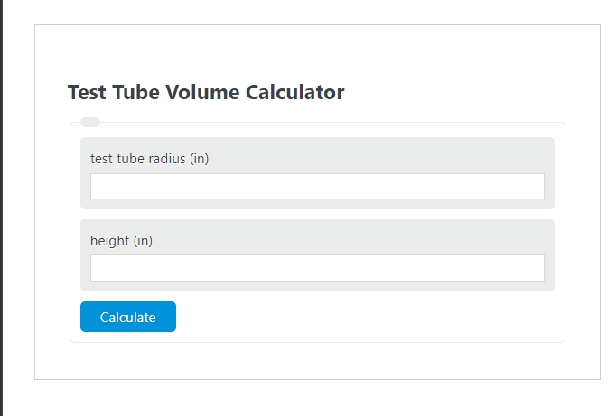 test tube volume calculator