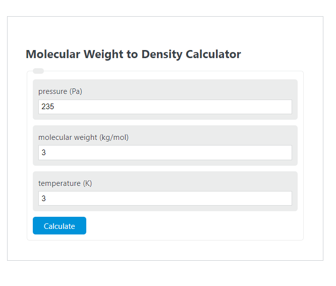 molecular weight to density calculator