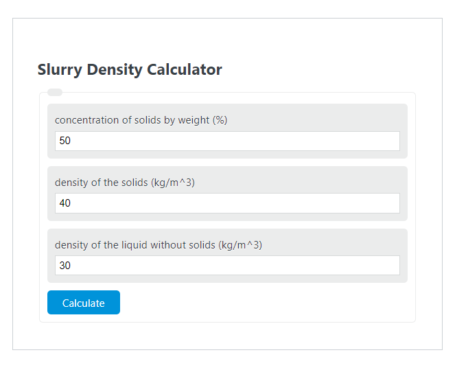 slurry density calculator