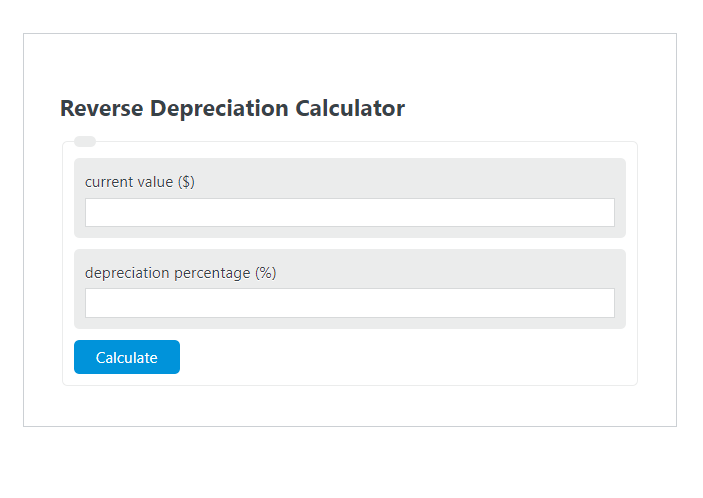 reverse depreciation calculator