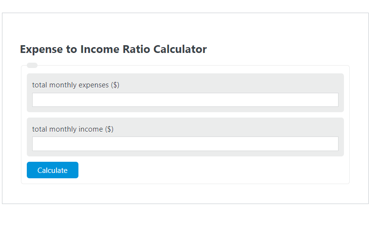 expense to income ratio calculator