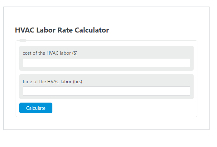 hvac labor rate calculator