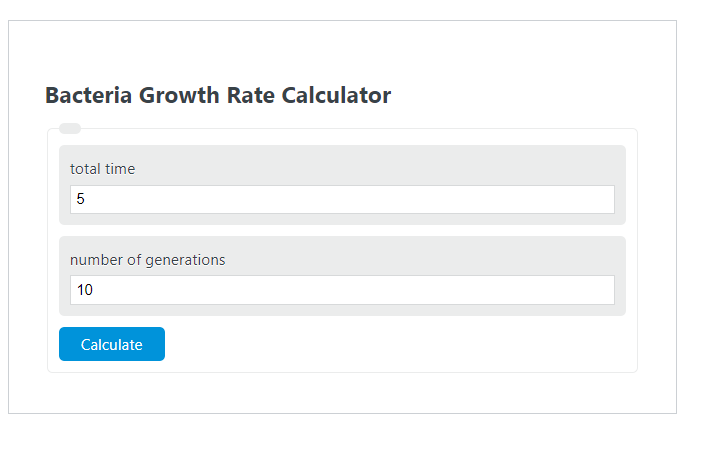bacteria growth rate calculator