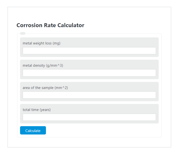 corrosion rate calculator
