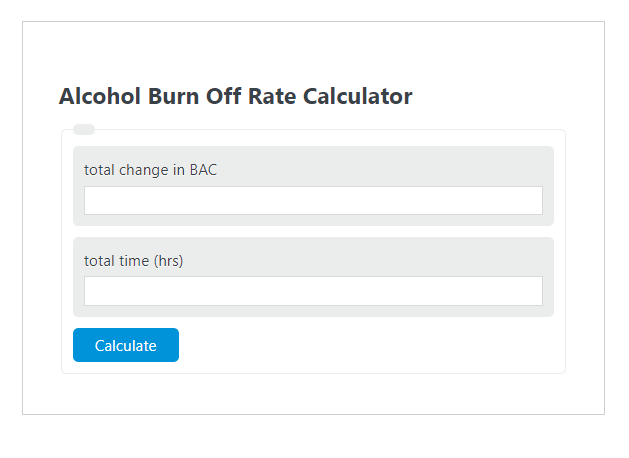 alcohol burn off rate calculator