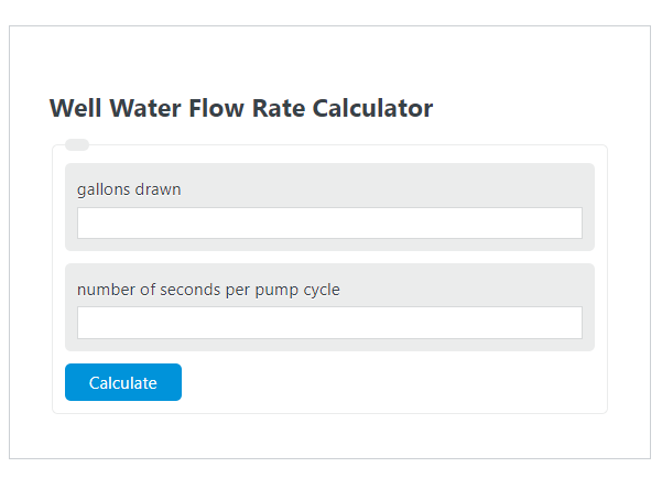 well water flow rate calculator