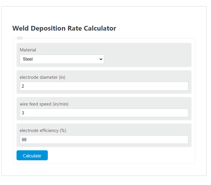 weld deposition rate calculator