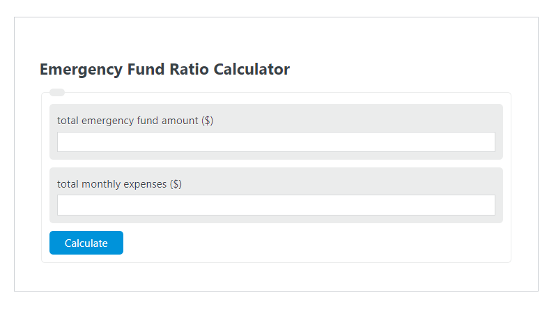 emergency fund ratio calculator