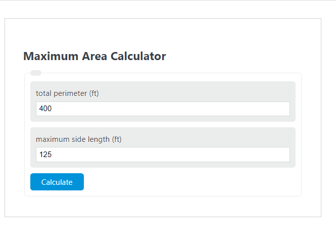 maximum area calculator