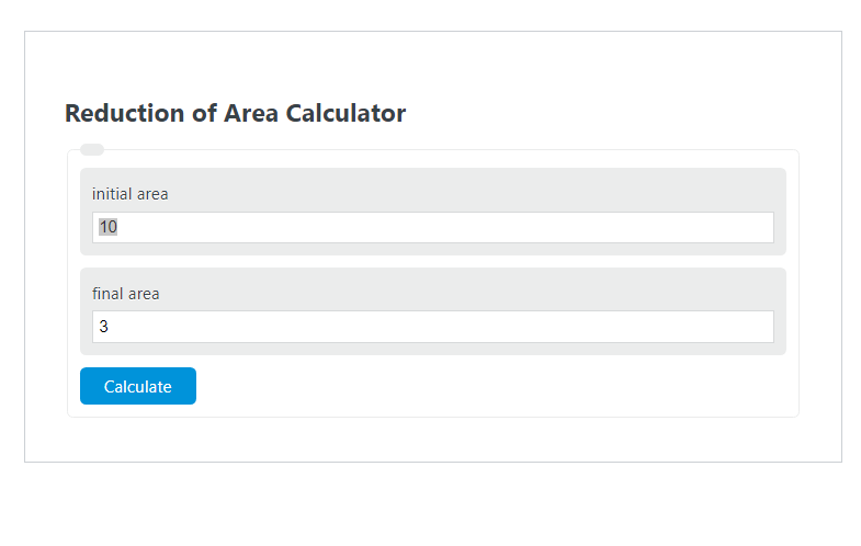 reduction of area calculator