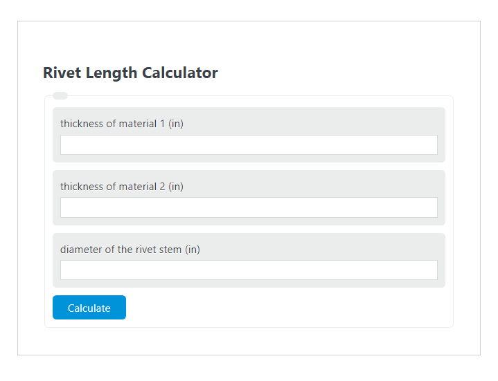rivet length calculator