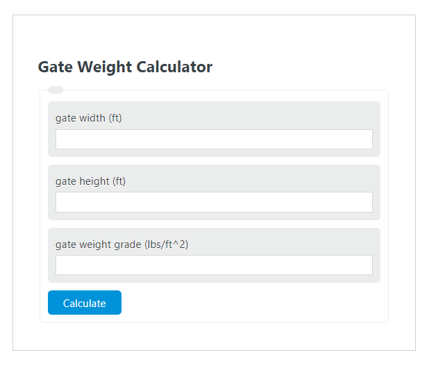 gate weight calculator
