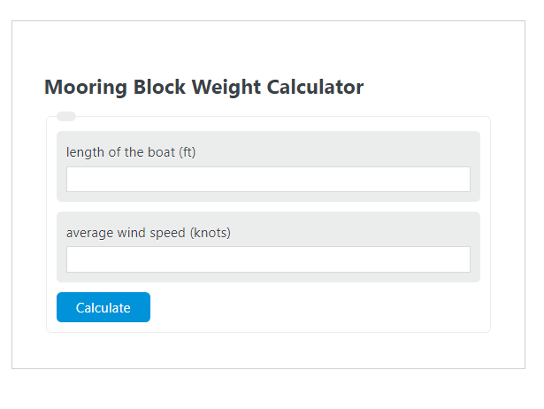 mooring block weight calculator