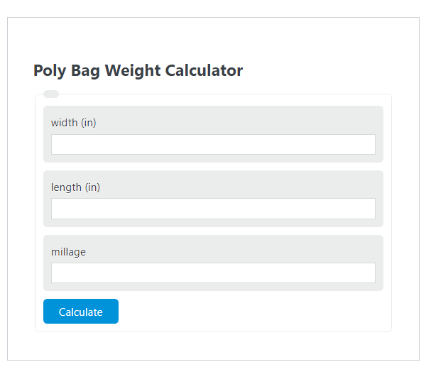 poly bag weight calculator