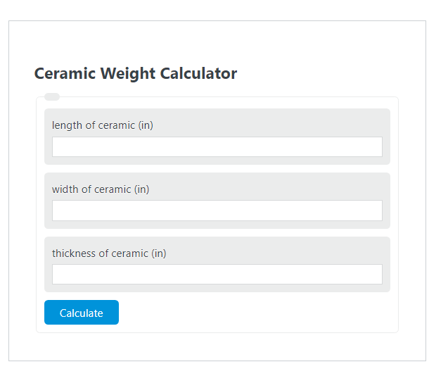 ceramic weight calculator