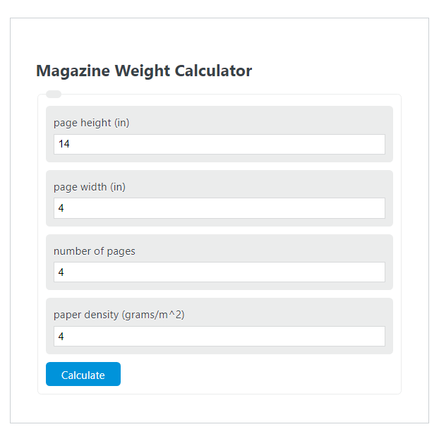 magazine weight calculator