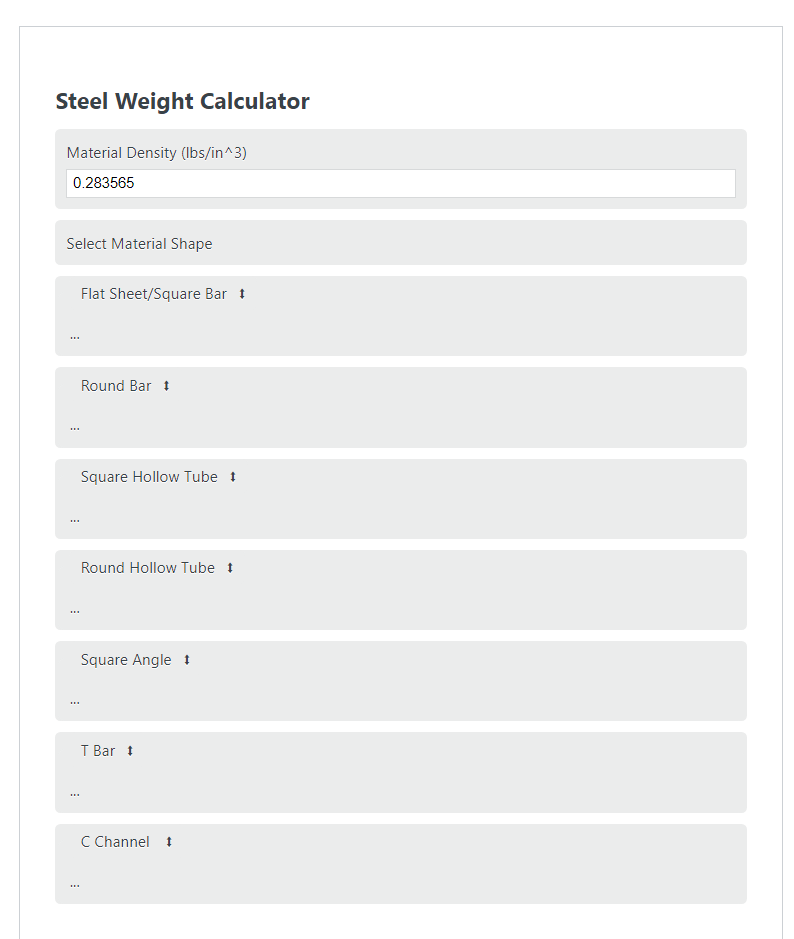 steel weight calculator