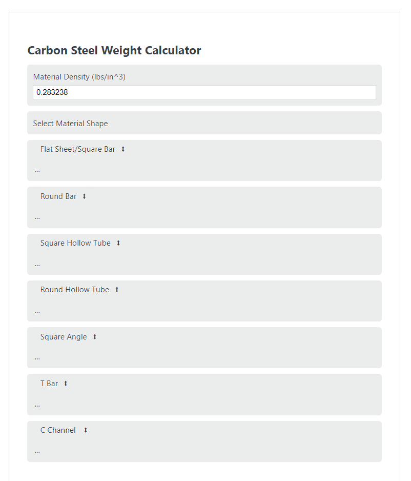 carbon steel bar calculator