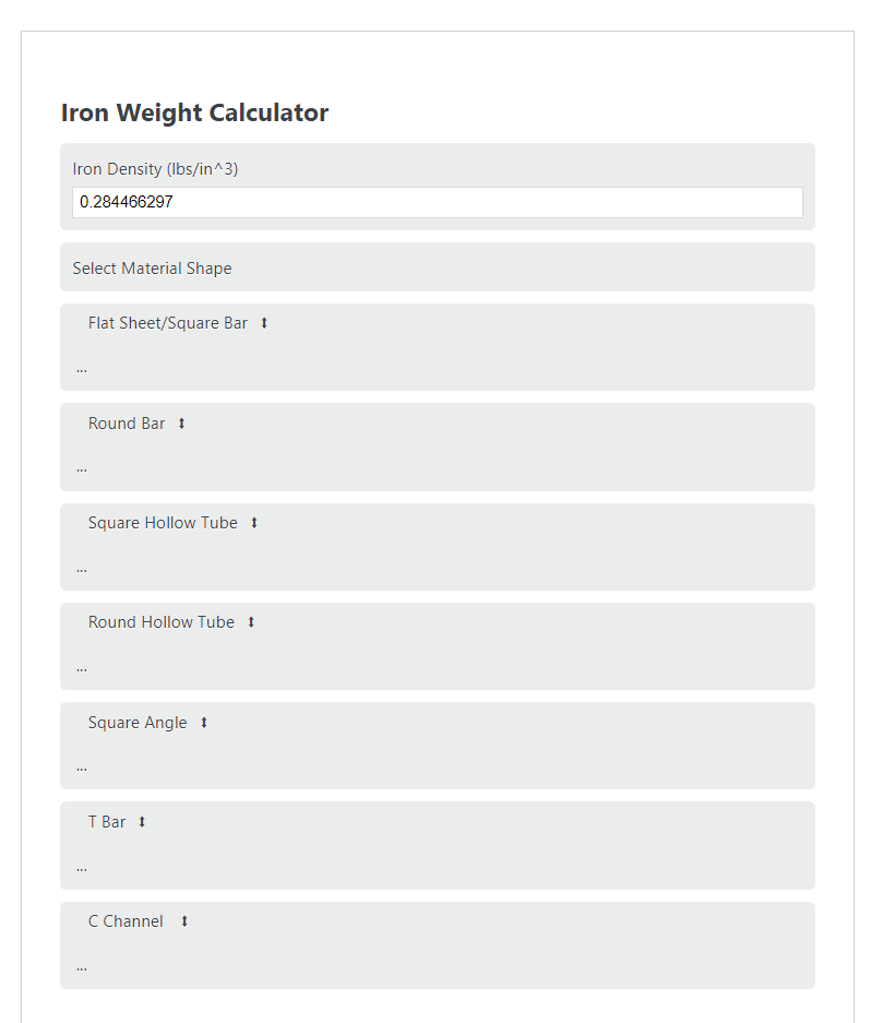 iron weight calculator