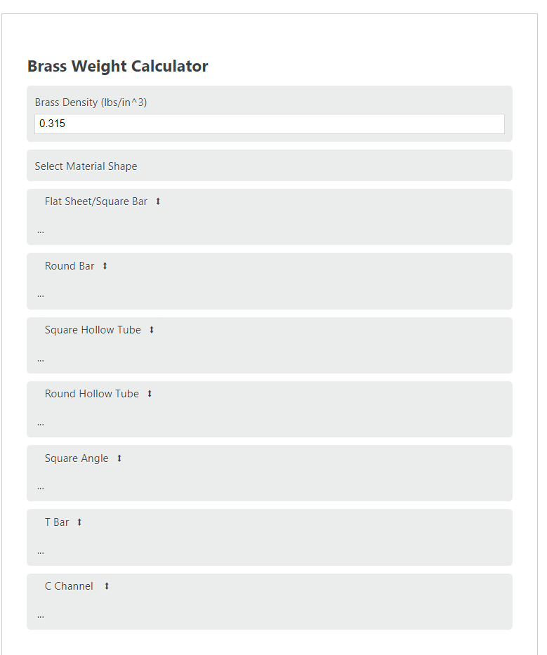 brass weight calculator