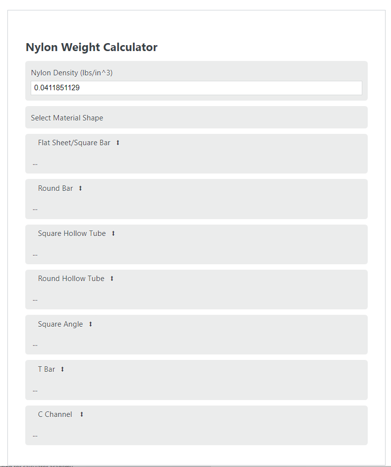 nylon weight calculator