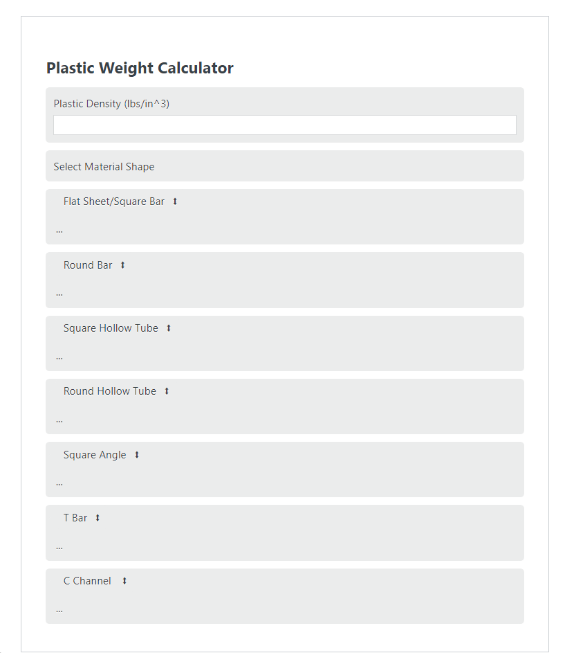 plastic weight calculator