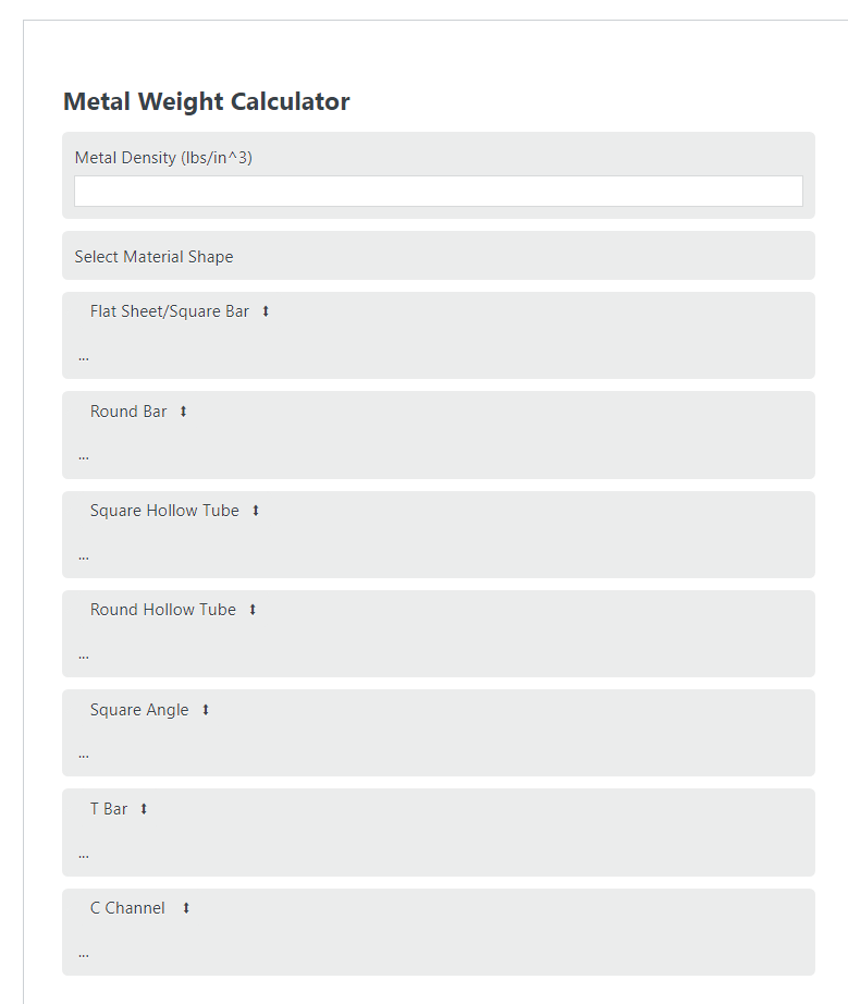 metal weight calculator