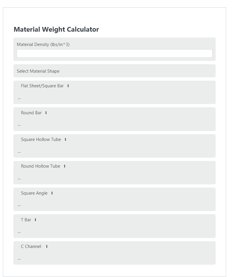 material weight calculator