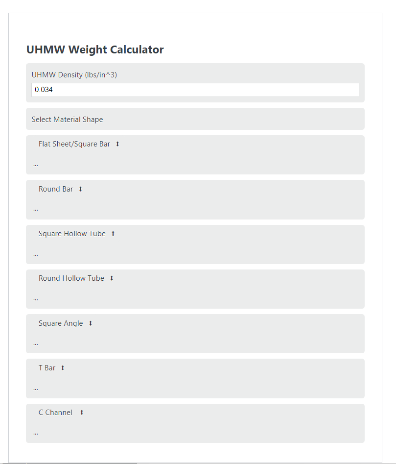 uhmw weight calculator