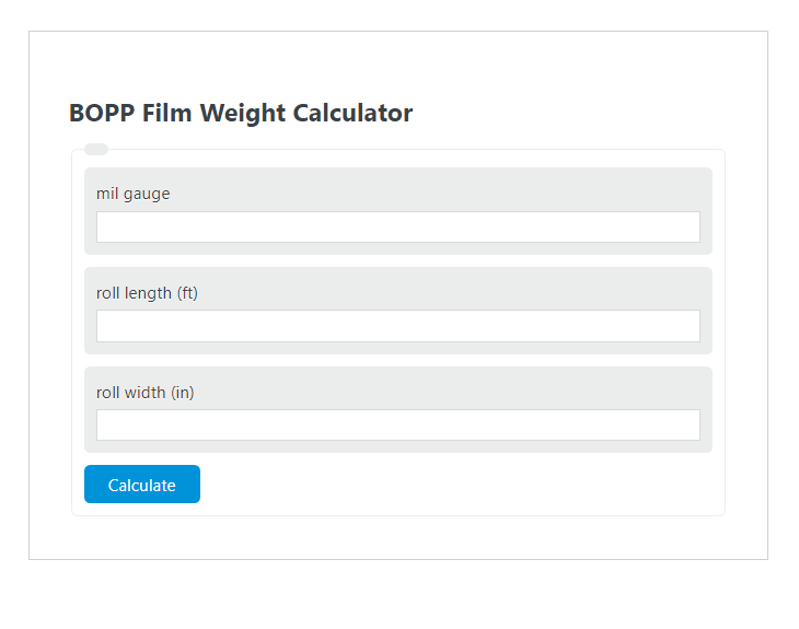bopp film weight calculator