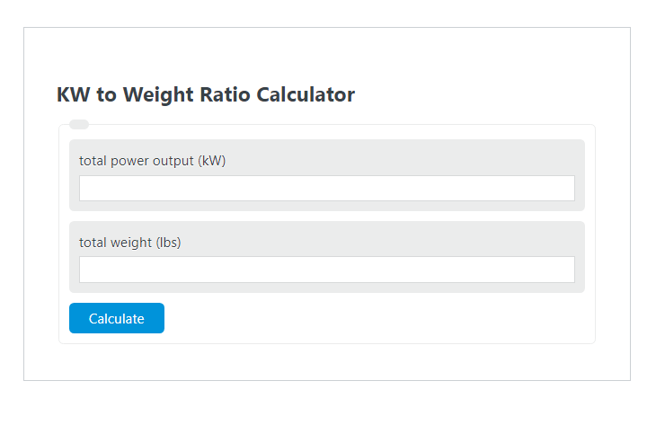 kw to weight ratio calculator
