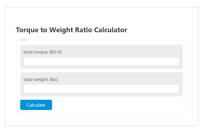 torque to weight ratio calculator