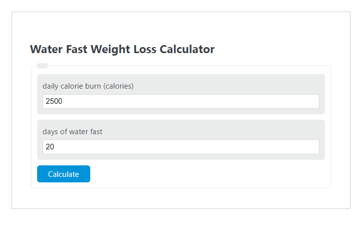 water fast weight loss calculator