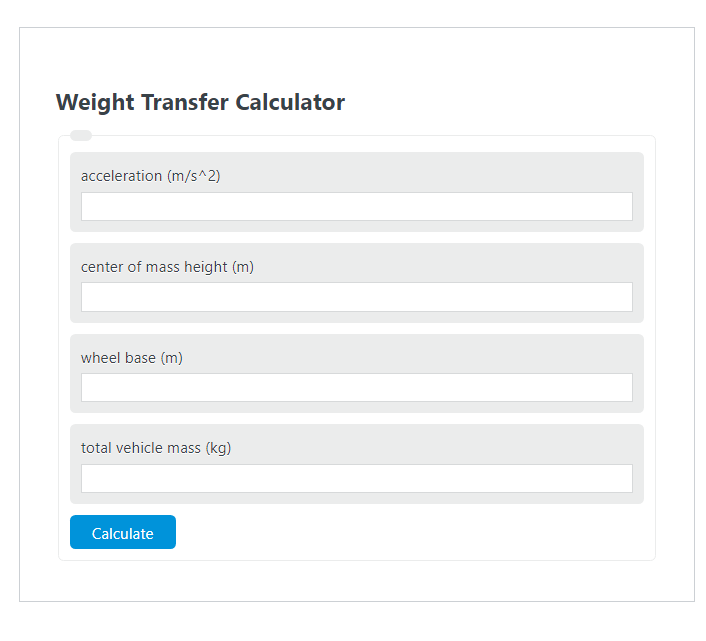 weight transfer calculator