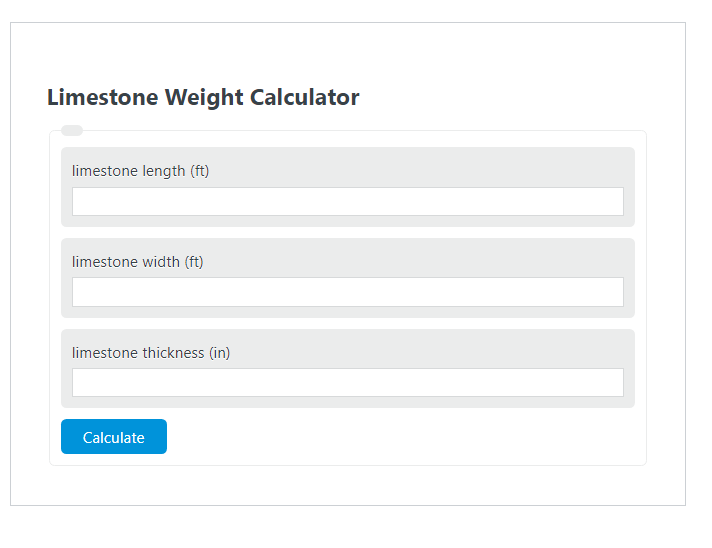 limestone weight calculator