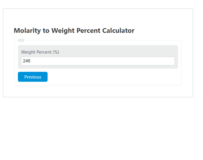 molarity to weight percent calculator