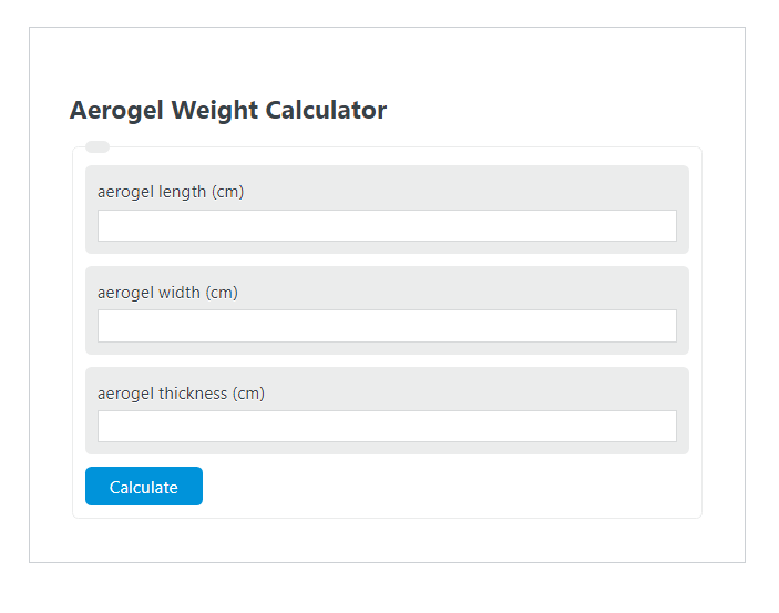aerogel weight calculator