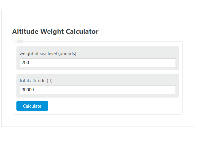 altitude weight calculator