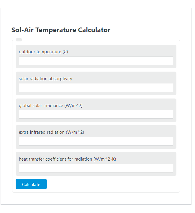sol air temperature calculator