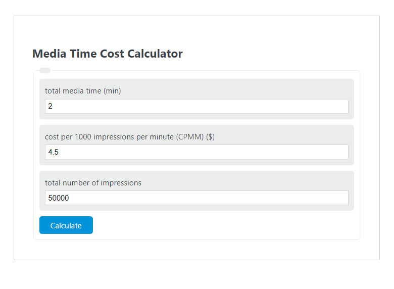 media time cost calculator